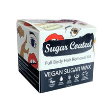 Load image into Gallery viewer, Sugar Coated Full Body box angled view with icons showing: Vegan, water-soluble, natural, eco-friendly, cruelty-free